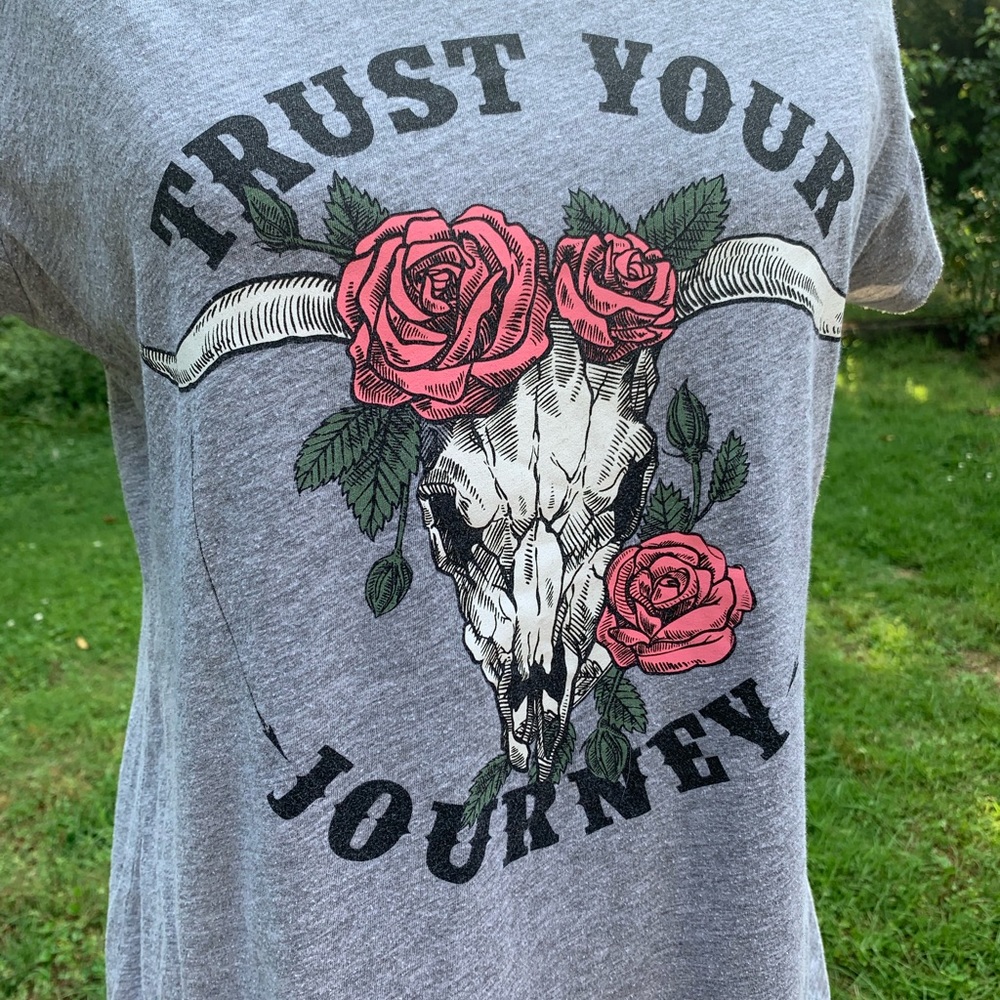 “Trust Your Journey” Cow Skull Graphic Tee - Picture 2 of 4